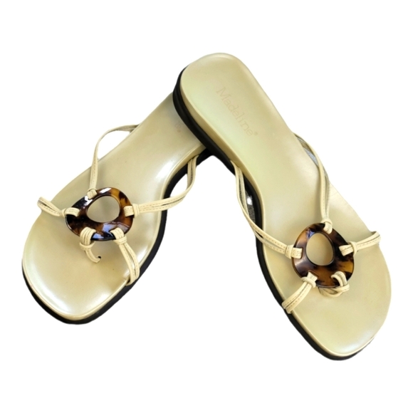 MADELINE Rubber Sole Thong Slide Strappy Tortoise sandal 9 - Picture 2 of 9